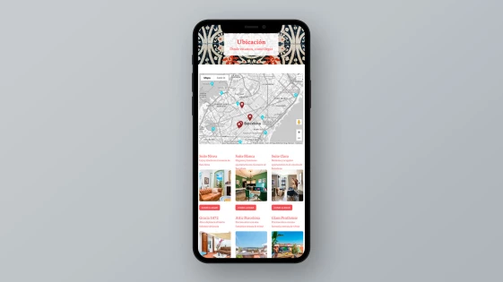 Diseño de la página de ubicación en versión mobile